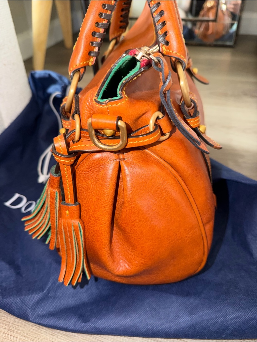 Dooney & Bourke Florentine Tan Leather Satchel Handbag - Picture 11 of 14